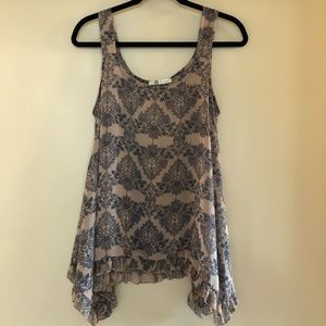 Sheer Tank with Ruffled Hem